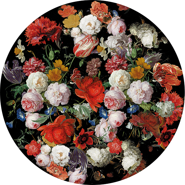 Aluart schilderij 'Vintage Bloemen Cirkel'