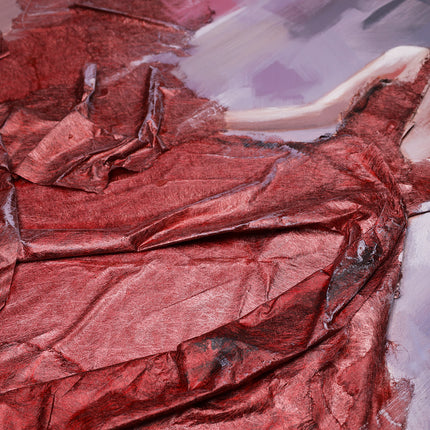 Canvas schilderij 'De vrouw in de rode baljurk'