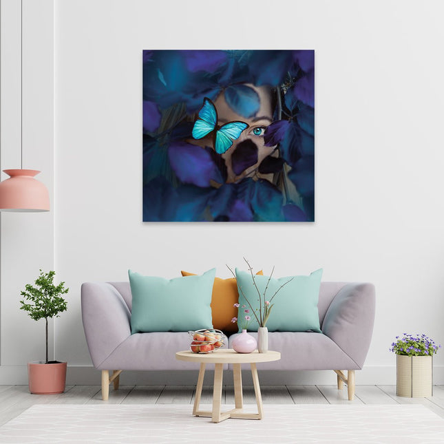 Aluart schilderij 'The Blue Butterfly Woman'