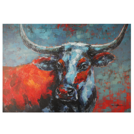 Canvas schilderij 'De kleurrijke stier'