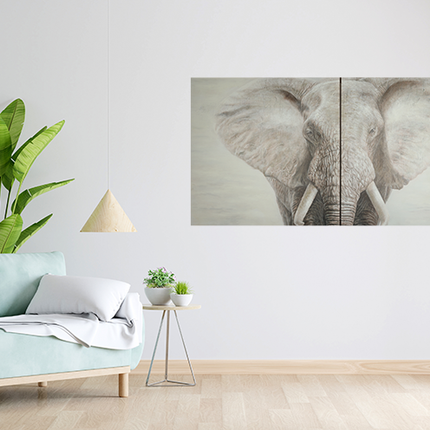 Canvas schilderij 'Tweeluik Elephant grey'
