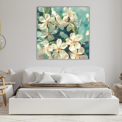 Aluart schilderij 'Witte bloesems'