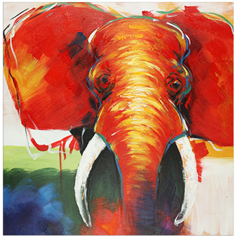 Canvas schilderij 'Oranje olifant'