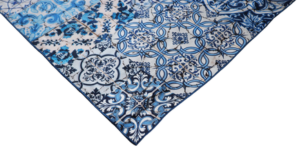 Mondiart Vloerkleed 'Blauw tegelmotief'
