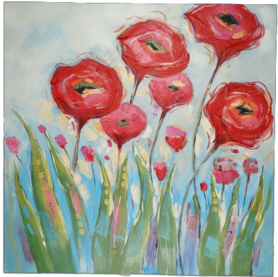 Canvas schilderij 'Klaprozen'
