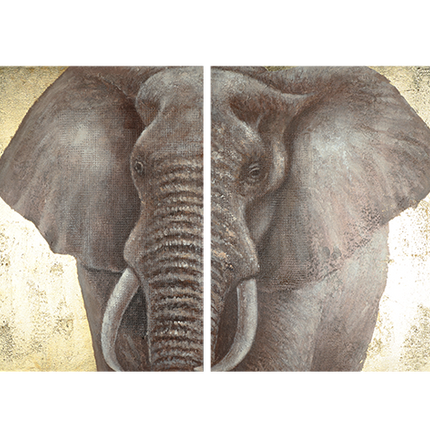 Canvas schilderij 'Tweeluik Elephant Gold'