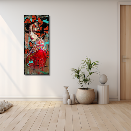 Leather dibond schilderij 'Geisha II'