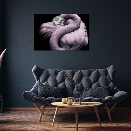 Aluart schilderij 'Vrouw met flamingo'