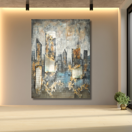 Canvas schilderij 'Abstracte skyline'