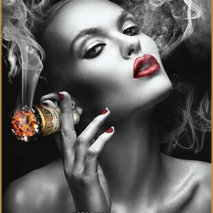 Glasschilderij 'Smoking woman'