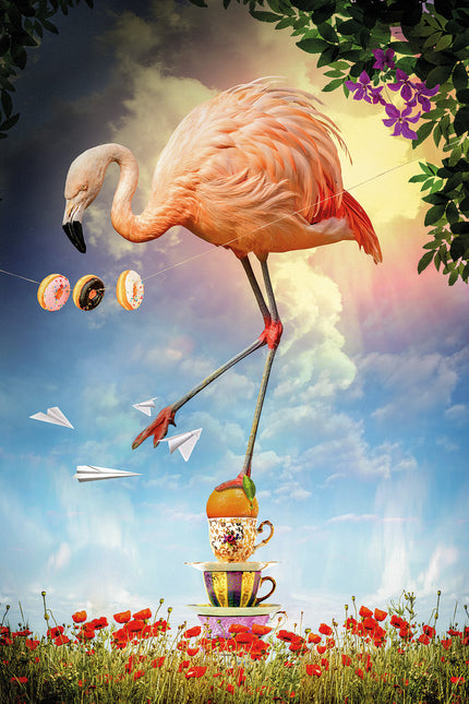 Schilderij 'Dancing Flamingo'