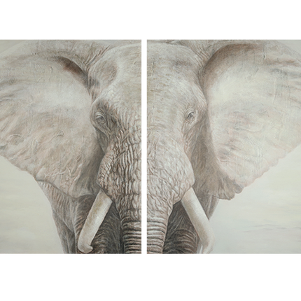 Canvas schilderij 'Tweeluik Elephant grey'