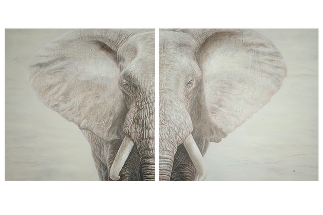 Canvas schilderij 'Tweeluik Elephant grey'