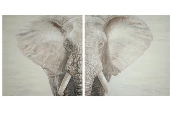 Canvas schilderij 'Tweeluik Elephant grey'