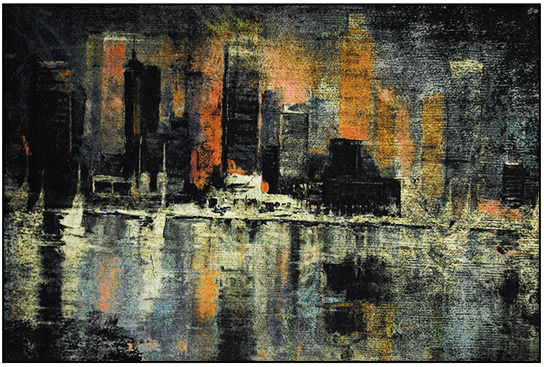 Mondiart vloerkleed 'Abstracte stad'