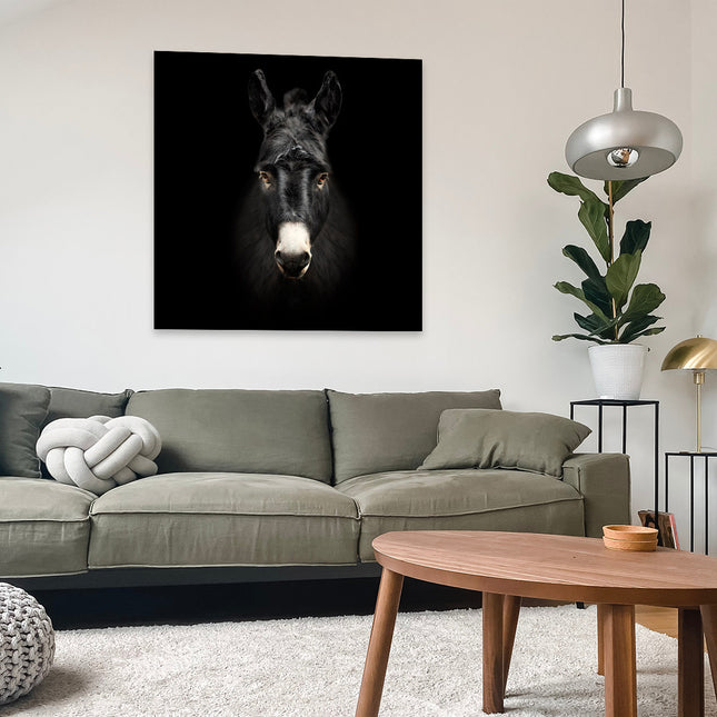 Aluart schilderij 'Ezel in zwart-wit'