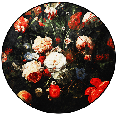 Mondiart vloerkleed 'Donkere bloemen