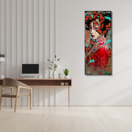Leather dibond schilderij 'Geisha II'