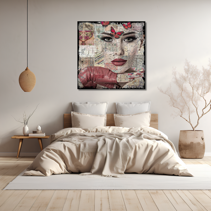 Leather Dibond schilderij 'Strong Woman'