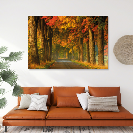 Aluart schilderij 'Landweg herfst'