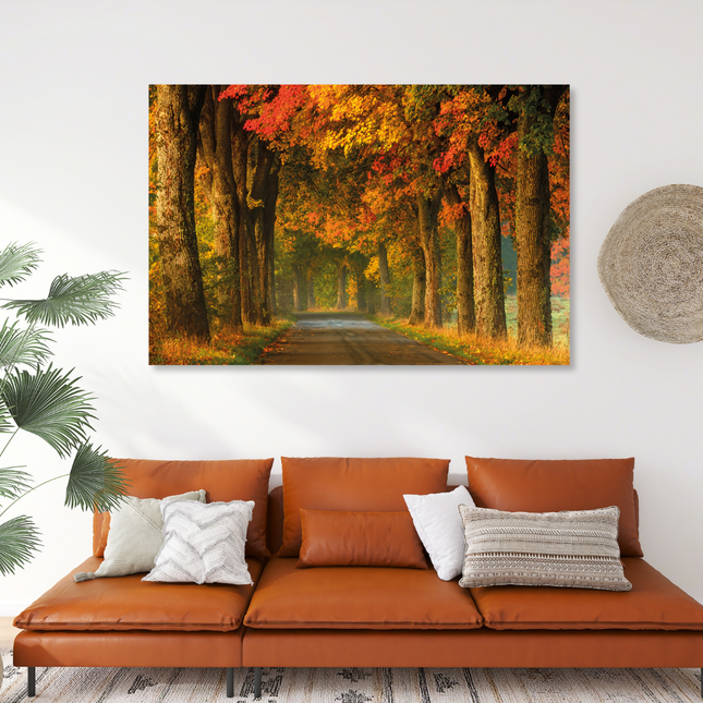 Aluart schilderij 'Landweg herfst'