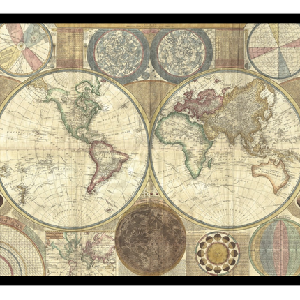 Ingelijste poster ' Old vintage world map'