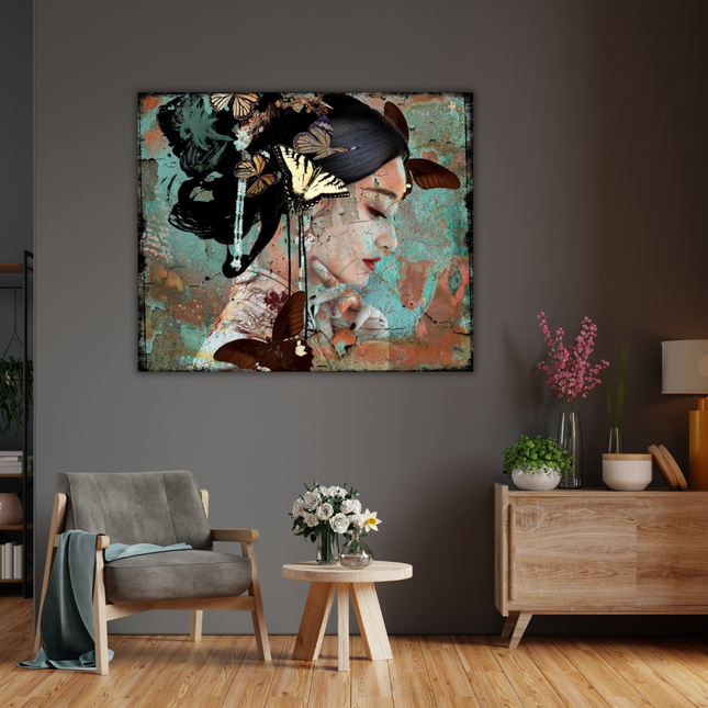 Leather dibond schilderij 'Oriental V'