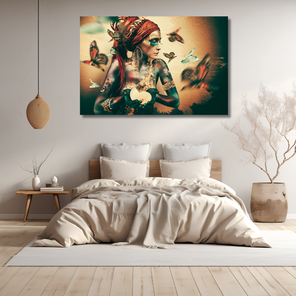 Aluart schilderij 'Woman with butterflies'