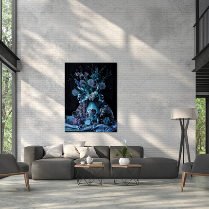 Aluart schilderij 'Blauwe Bloemen Op Vaas'