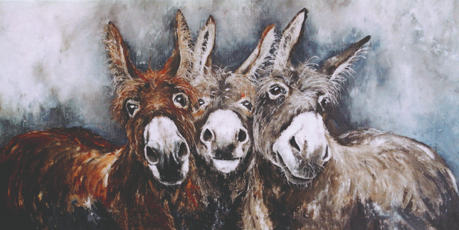 Aluart Schilderij 'Pieternel de drie Ezels'