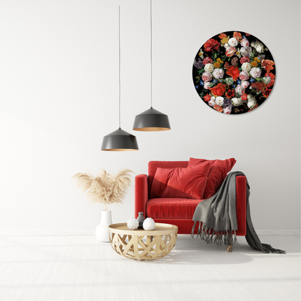 Aluart schilderij 'Vintage Bloemen Cirkel'