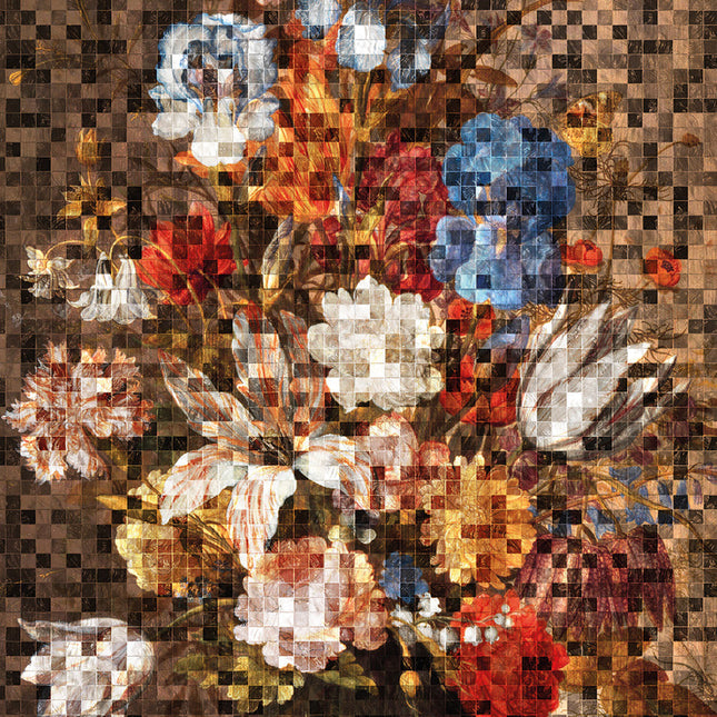 Wandkleed geblokt  'Stilleven bloemen'