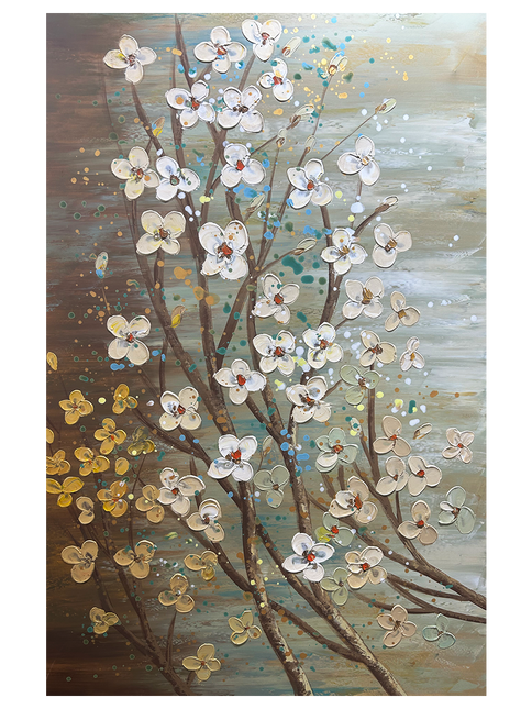Canvas schilderij Mondiart 'Bloemen op het doek'