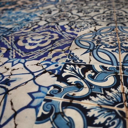 Mondiart Vloerkleed 'Blauw tegelmotief'