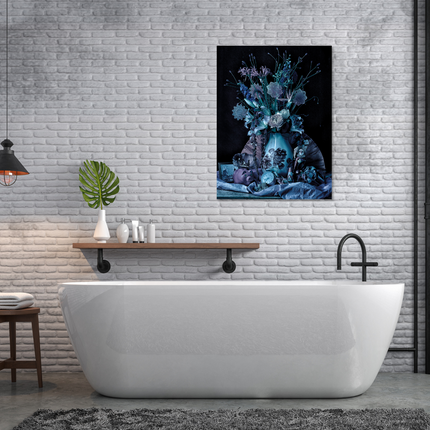 Aluart schilderij 'Blauwe Bloemen Op Vaas'