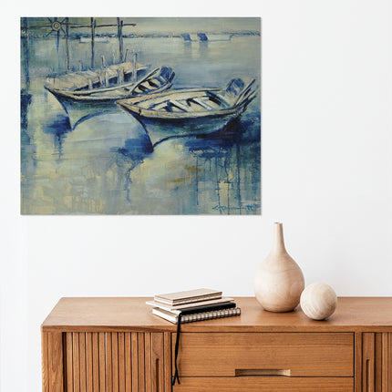 Canvas schilderij Mondiart 'Roeiboten'