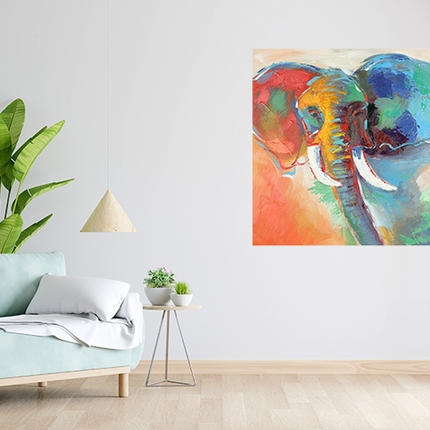 Canvas schilderij 'Meerkleurige olifant'
