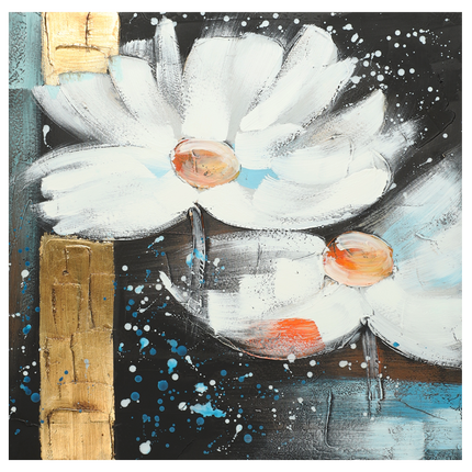 Canvas 'Twee witte bloemen'