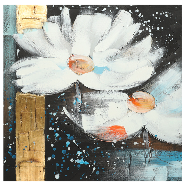 Canvas 'Twee witte bloemen'