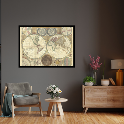 Ingelijste poster ' Old vintage world map'