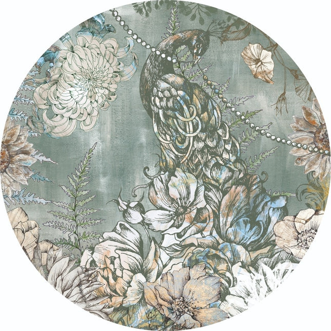 Schilderij  'Floral Peacock'