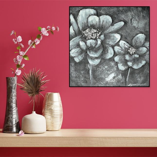 Canvas schilderij 'Two black flowers'