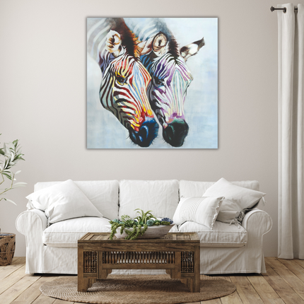 Aluart schilderij 'Colourful Zebra's'