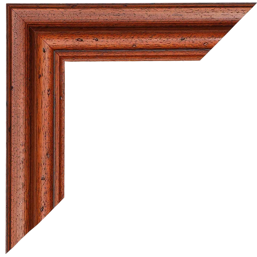 Hoek van een klassieke houten fotolijst met warme bruintinten en korreltextuur