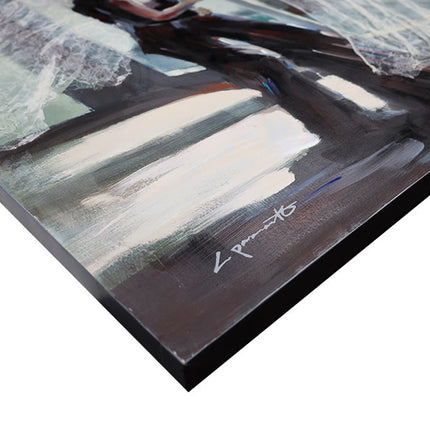 Canvas schilderij 'Elegante vrouw in de wind'
