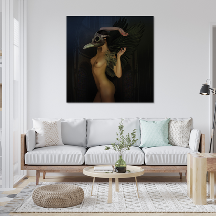 Aluart schilderij 'Vrouw met masker'