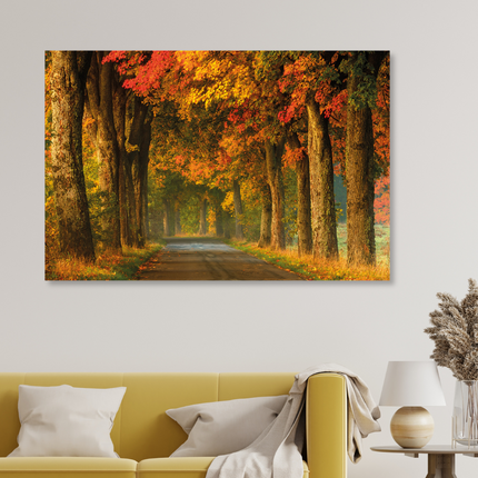 Aluart schilderij 'Landweg herfst'