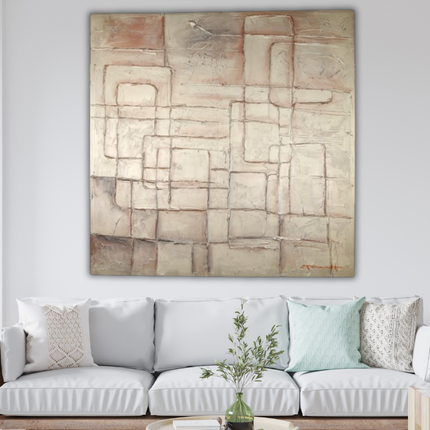 Canvas schilderij 'gouden lijnen spel'