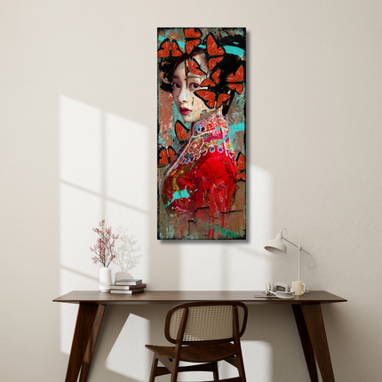 Leather dibond schilderij 'Geisha II'