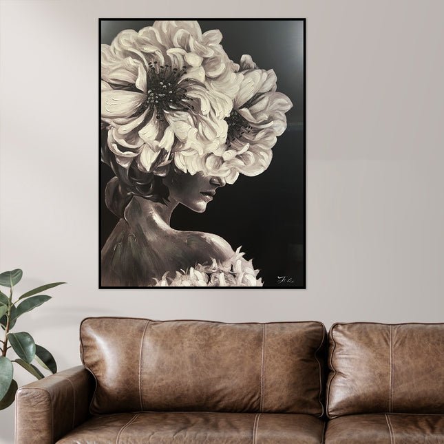 Canvas schilderij 'Bloemenpracht Dame'